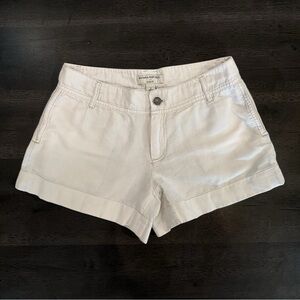 Banana Republic Light Cream Cuffed Cotton Blend Jean Shorts